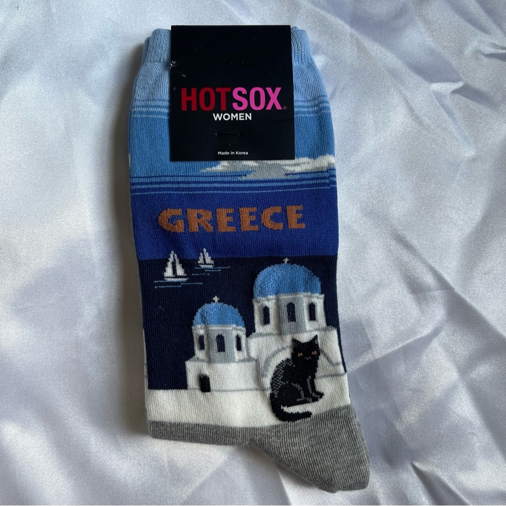 Hot Sox Women's Greece Casual Socks - Blue and Gray